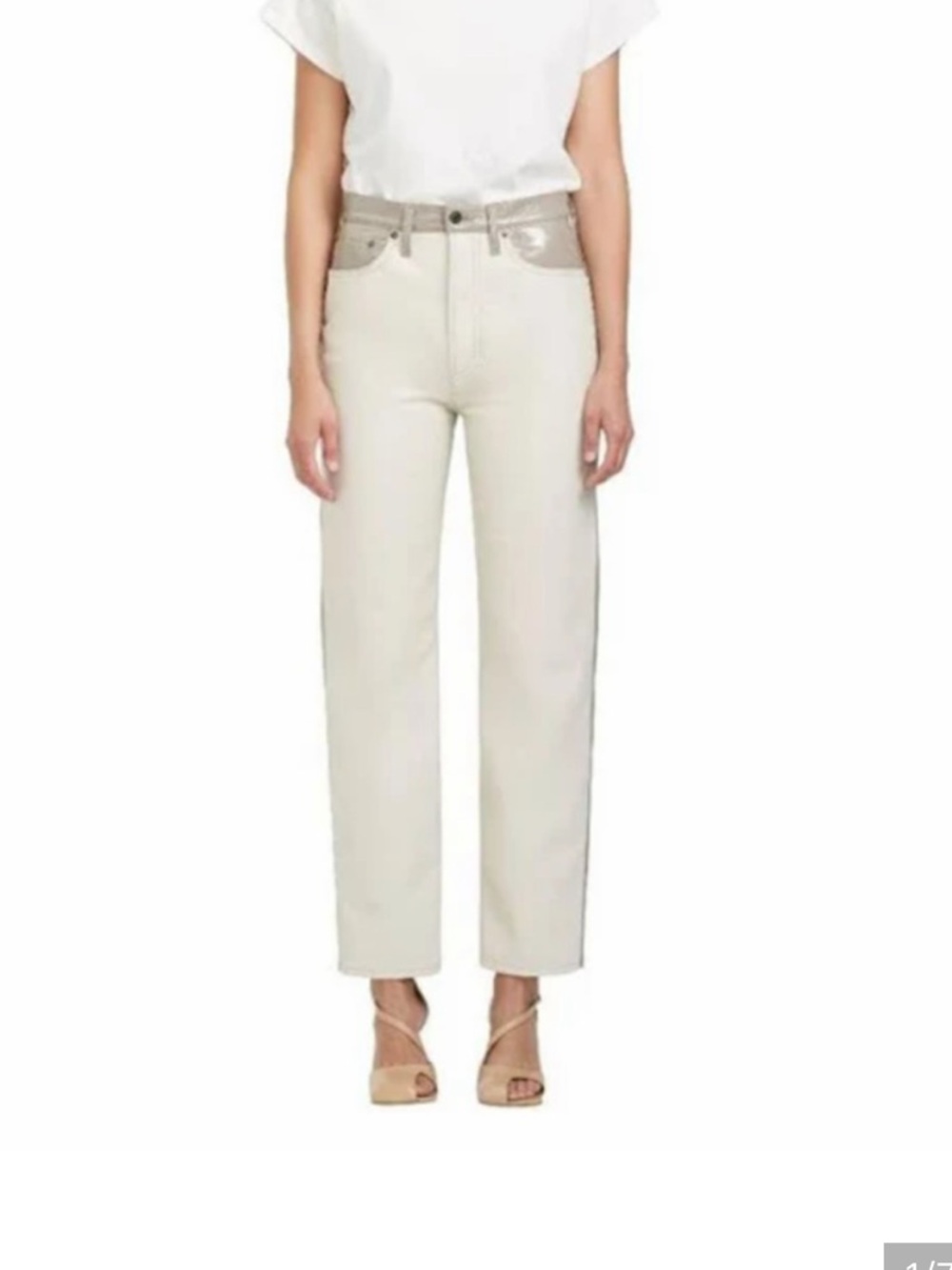 AGOLDE 90's Pinch Waist Leather Pants Jeans in Ivory Cream